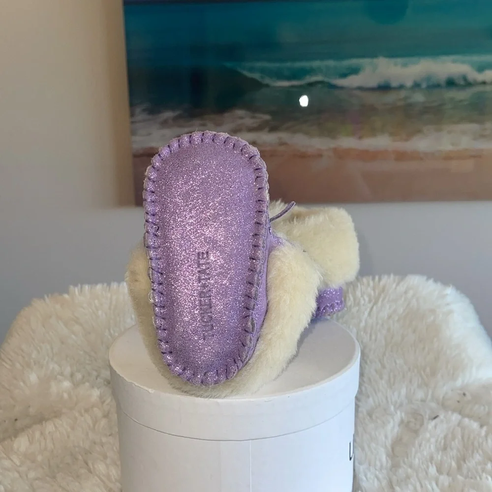 Brand Tucker + Tate genuine shearling with purple and silver sparkles